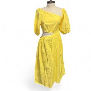 100% linen yellow maxi dress